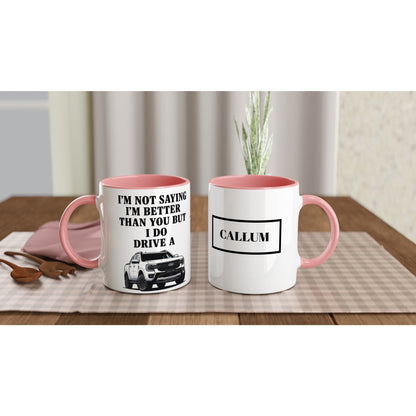 Personalized White Ford Ranger Wildtrak Mug - Custom Offroad Car Lover Gift | 11oz Ceramic - Colorful Design Ceramic Pink