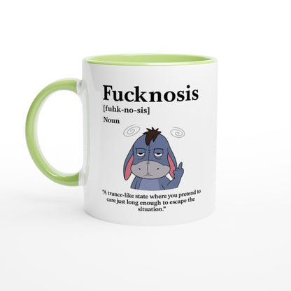 Funny F*cknosis Mug – Sarcastic Definition Coffee Cup with Dog, Cat, Bear, or Horse Design – 11oz Ceramic Humor Gift Ceramic Green Donkey