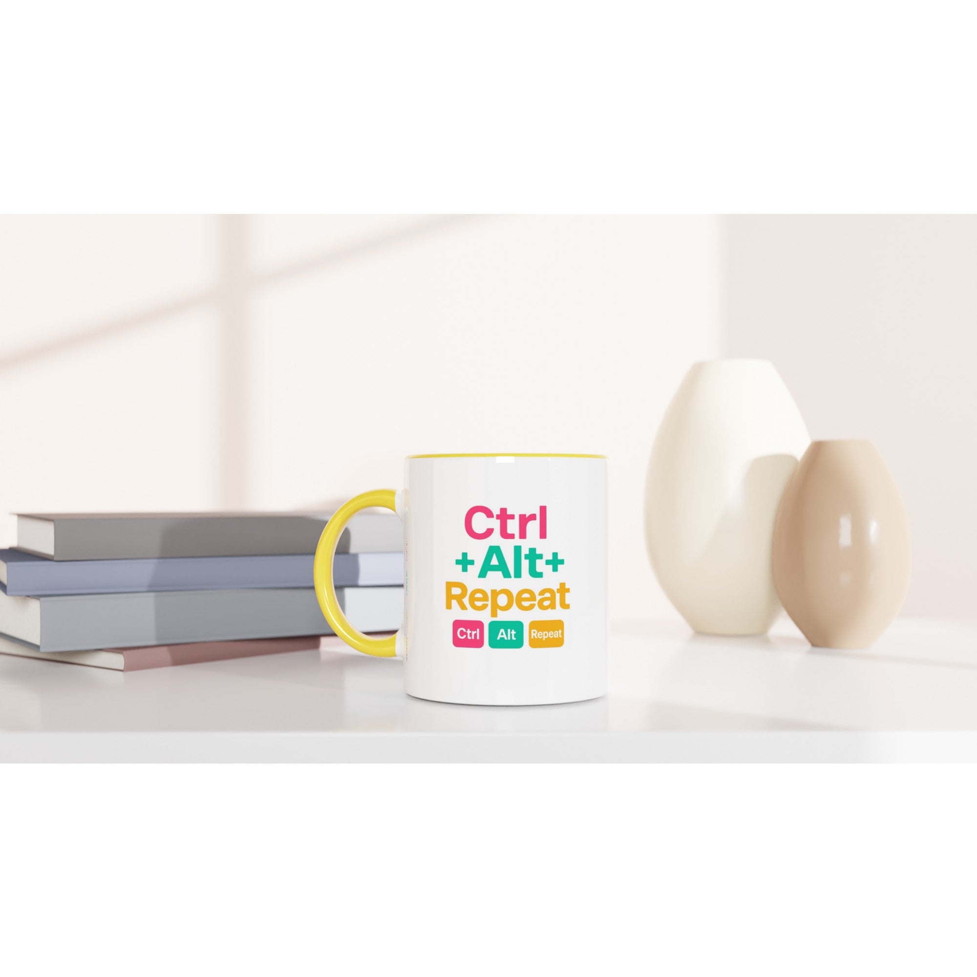 CTRL + ALT + REPEAT Bold Mug - Funny Gift for Tech Lovers - Ceramic Coffee Cup