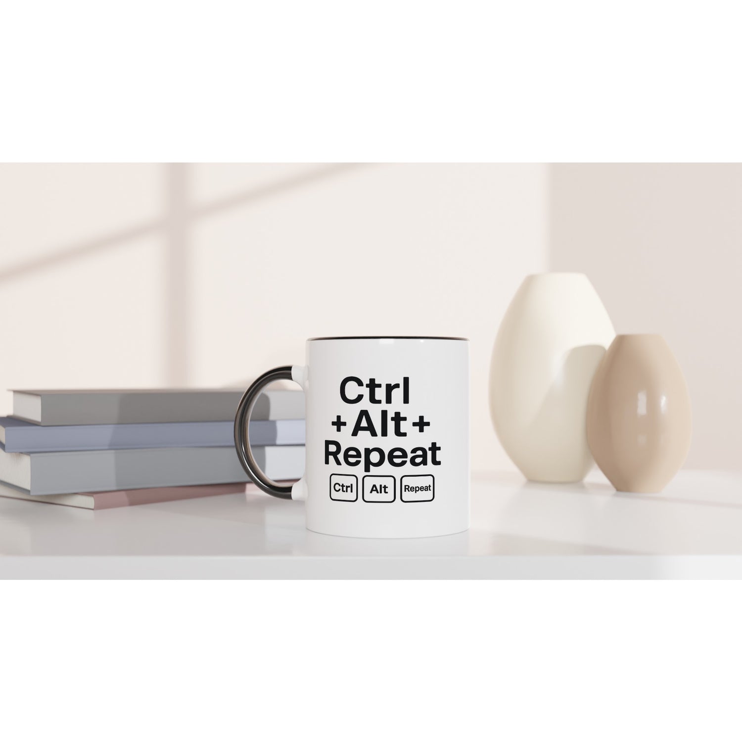 CTRL + ALT + REPEAT Mug - Funny Gift for Tech Lovers - Ceramic Coffee Cup