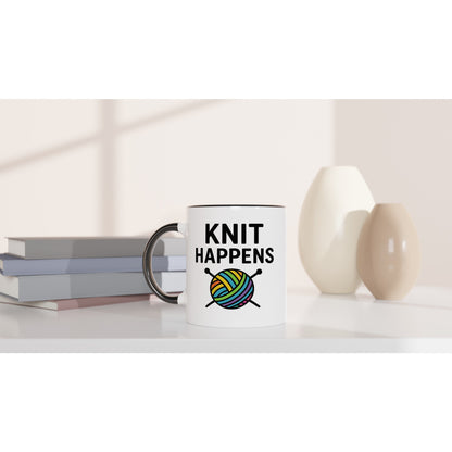 Knit Happens Mug - Perfect Gift for Knitters - Ceramic Coffee Cup for Hobby Lovers
