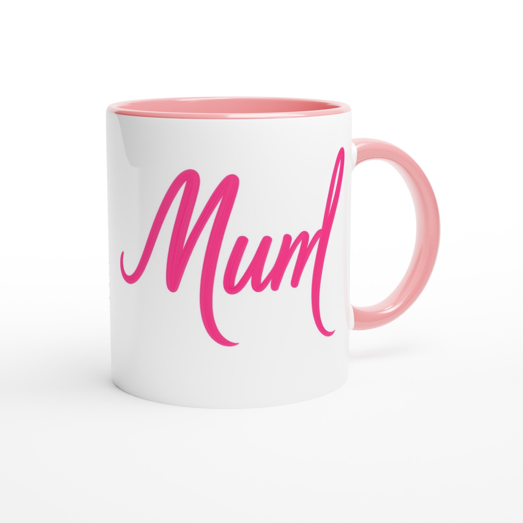Mum Mug - Blue Brush Script Mug with Heart – Bold Blue Calligraphy 11oz Coffee Cup – Mother’s Day or Birthday Gift for Mum