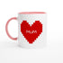 Custom Pixel Heart Mug – Retro Gamer Coffee Cup, 11oz Personalized Mug, 8-Bit Valentine Gift for Him or Her Ceramic Pink