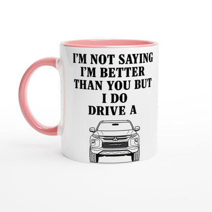 Funny Warrior Mug – 11oz Luxury Car Driver Gift, Bold Statement Coffee Cup, Mitsubishi Lover Gift for Him or Her Ceramic Pink
