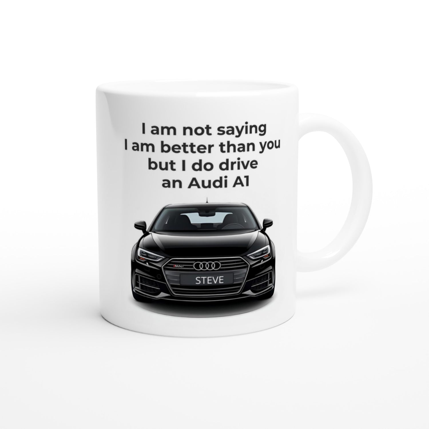 Funny Personalized Audi Car Mug - 11oz Ceramic Coffee Cup for Car Lovers - Dishwasher &amp; Microwave Safe