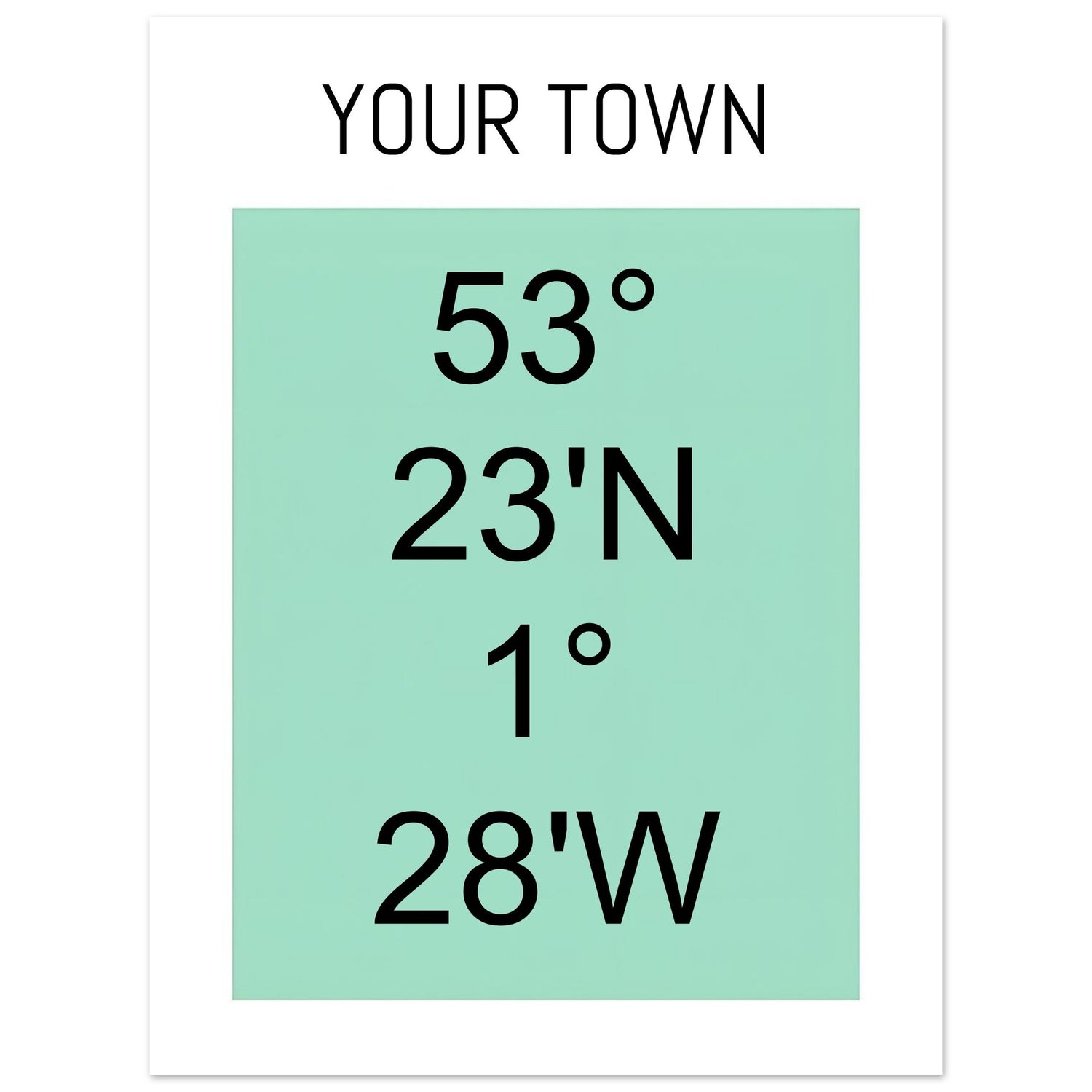 Personalized Map or Custom Location Coordinates Poster Print | Minimalist Unframed Wall Art Decor A3 A4 A5 15x20 cm 6x8″ Black and Green