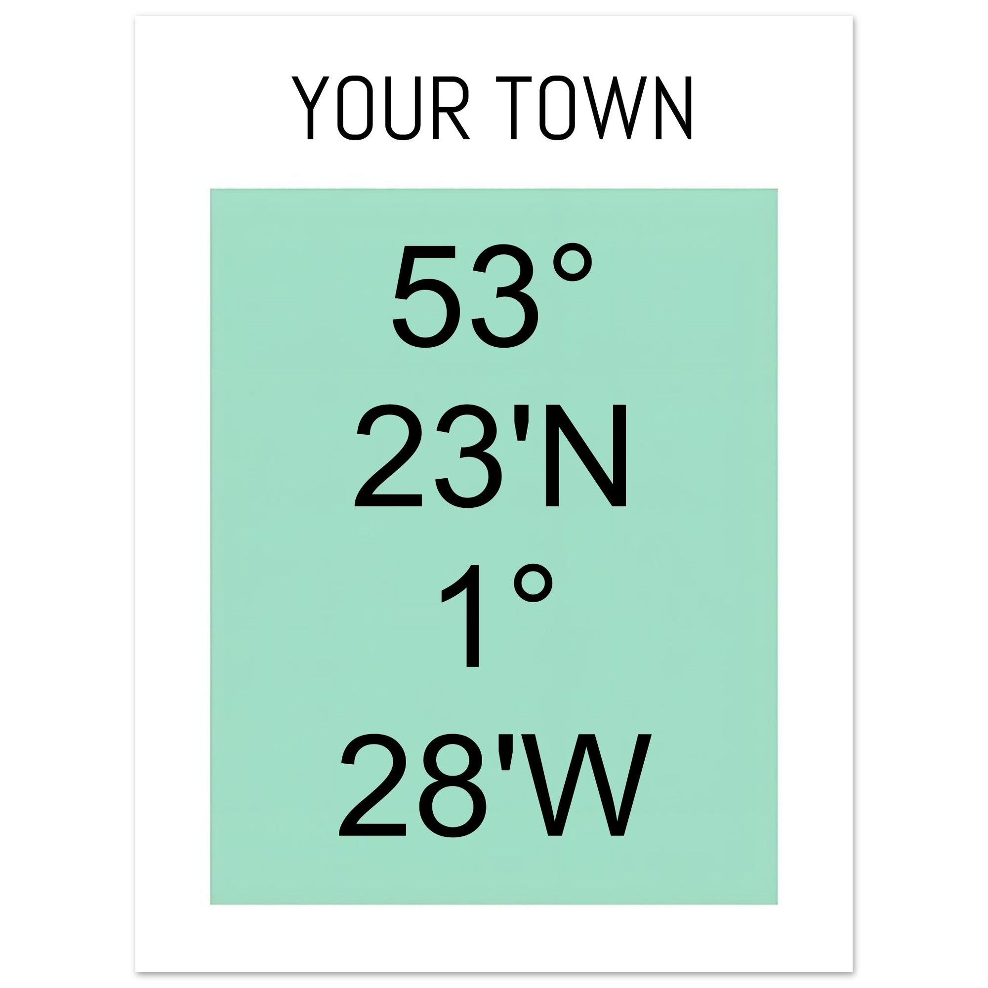Personalized Map or Custom Location Coordinates Poster Print | Minimalist Unframed Wall Art Decor A3 A4 A5 15x20 cm 6x8″ Black and Green