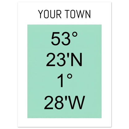 Personalized Map or Custom Location Coordinates Poster Print | Minimalist Unframed Wall Art Decor A3 A4 A5 15x20 cm 6x8″ Black and Green