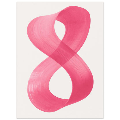 Infinity Abstract Brushstroke Art Print - Modern Minimalist Poster in Pink, Blue, Ochre, Black 75x100 cm 30x40″ Pink