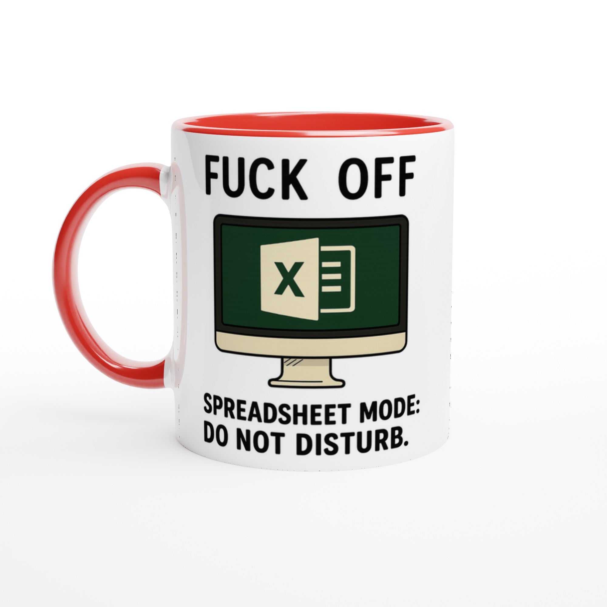 F*ck Off - Spreadsheet Mode: Do Not Disturb Mug, Excel Spreadsheet Gift, Office Humor, 11oz, Funny Accountant, PMO, Data Analyst Coffee Cup Ceramic Red