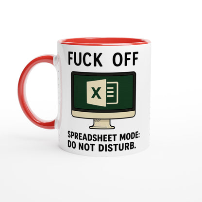 F*ck Off - Spreadsheet Mode: Do Not Disturb Mug, Excel Spreadsheet Gift, Office Humor, 11oz, Funny Accountant, PMO, Data Analyst Coffee Cup Ceramic Red