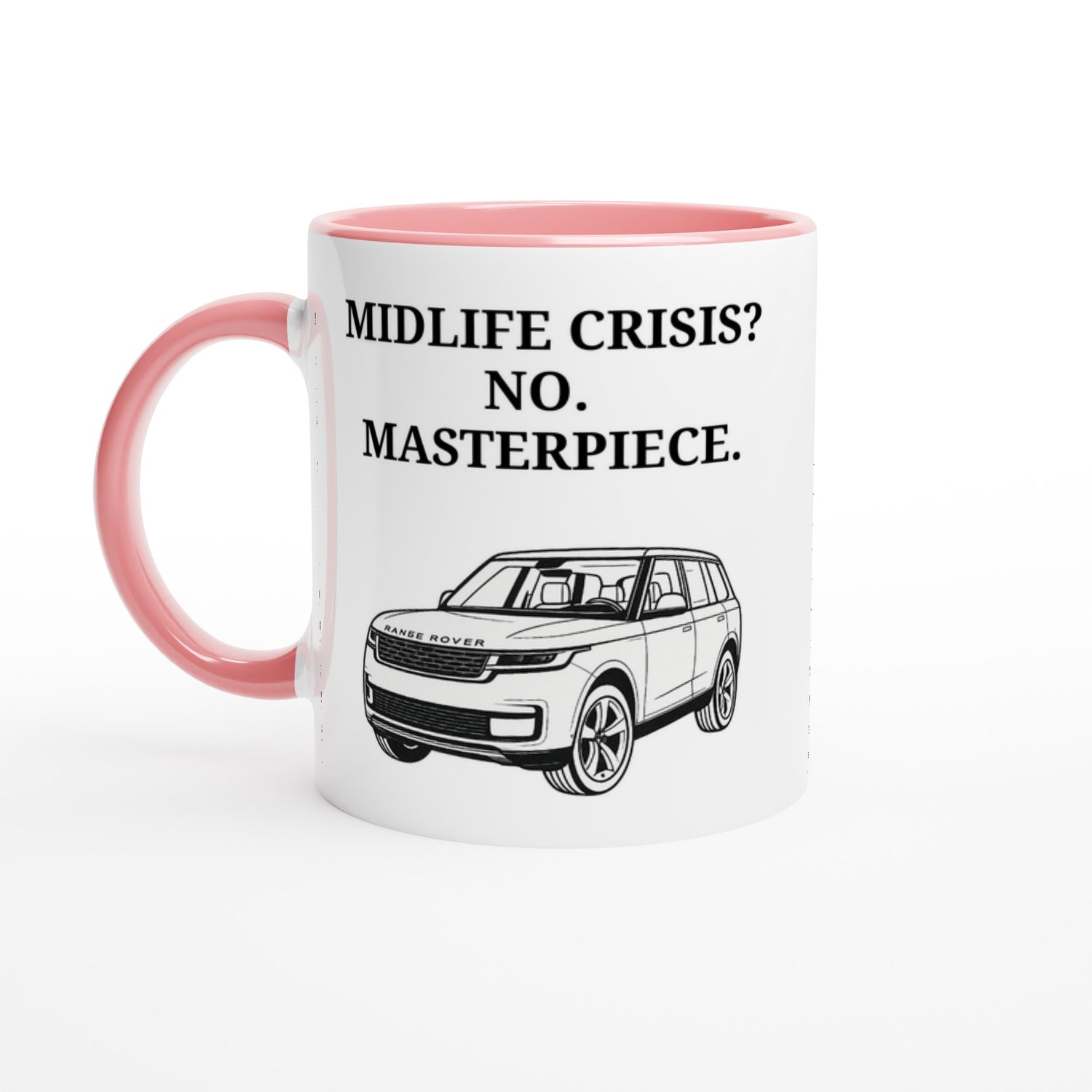 Funny Range Rover Mug – 11oz Luxury Car Driver Gift, Bold Statement Coffee Cup, Land Rover, Range Rover Gen 3 Lover Gift for Him or Her Ceramic Pink