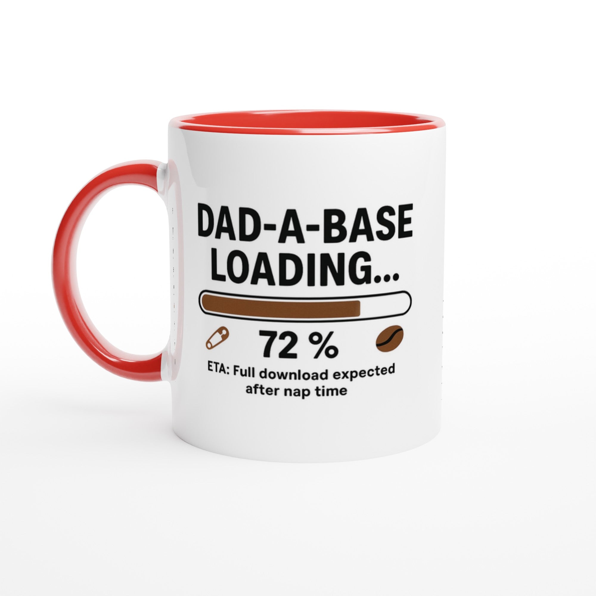 Funny Dad Mug | Dad-A-Base Loading... ETA Full Download After Nap Time | DBA Cup | Gift for IT Engineers &amp; Project Managers Ceramic Red