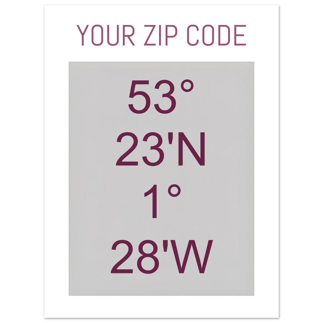 Personalized ZIP Code Coordinates Poster - Custom Location Map Wall Art 15x20 cm 6x8″ Black and Grey