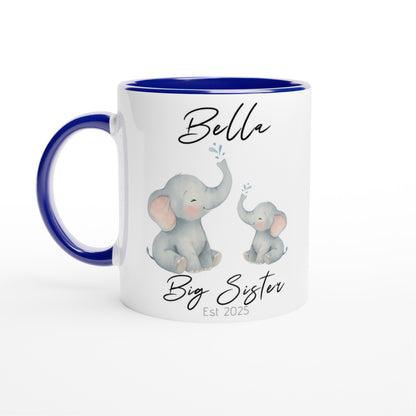 Big Sister Mug - Custom Pregnancy Announcement Gift - 11oz Ceramic Coffee Cup Ceramic Blue