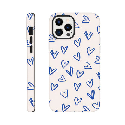 Blue Hearts Phone Case - Cute Minimalist Pattern for iPhone &amp; Samsung | Romantic Design Protection iPhone 12 Pro