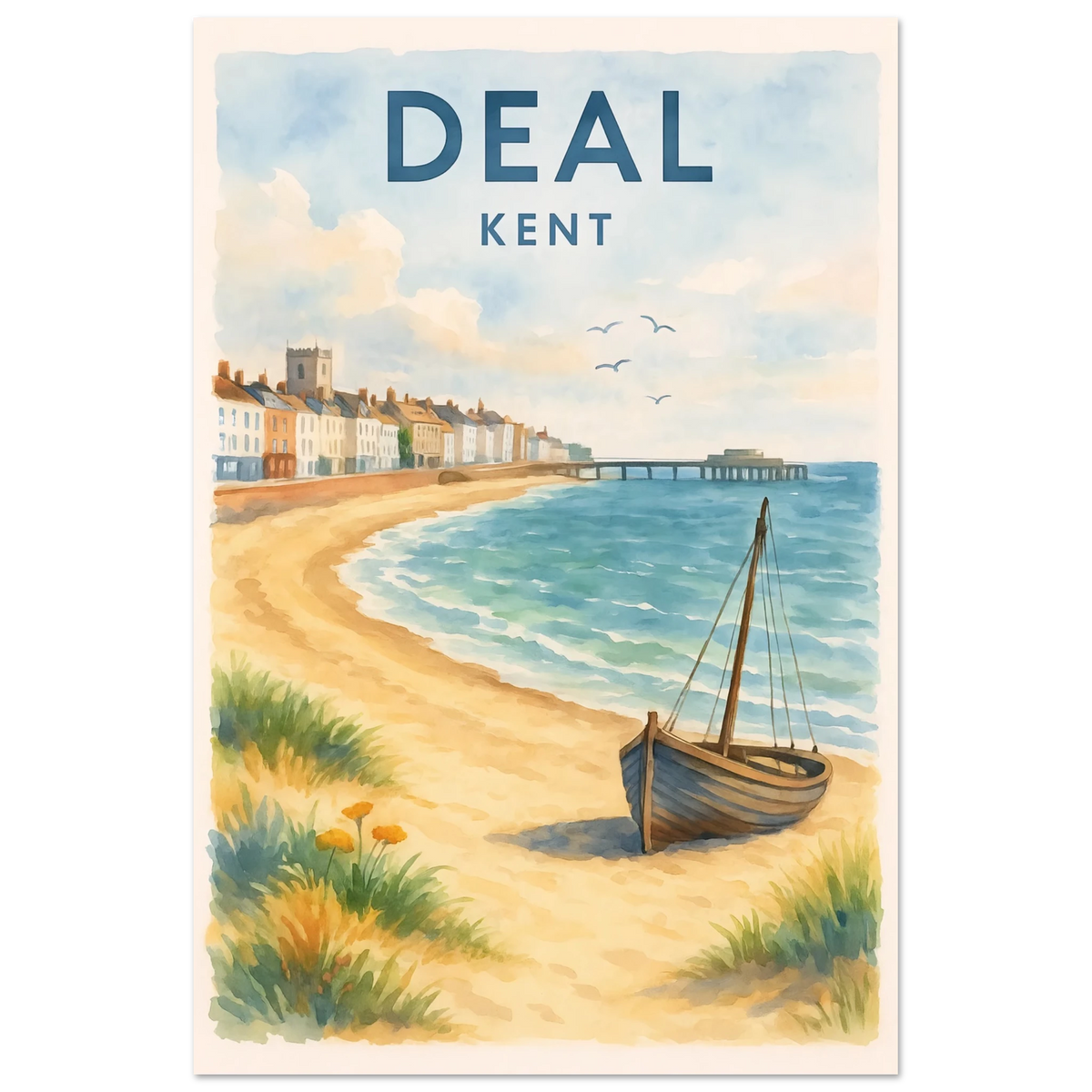 Kent Travel Poster | Watercolor Kentish Wall Art Print 40x60 cm 16x24″