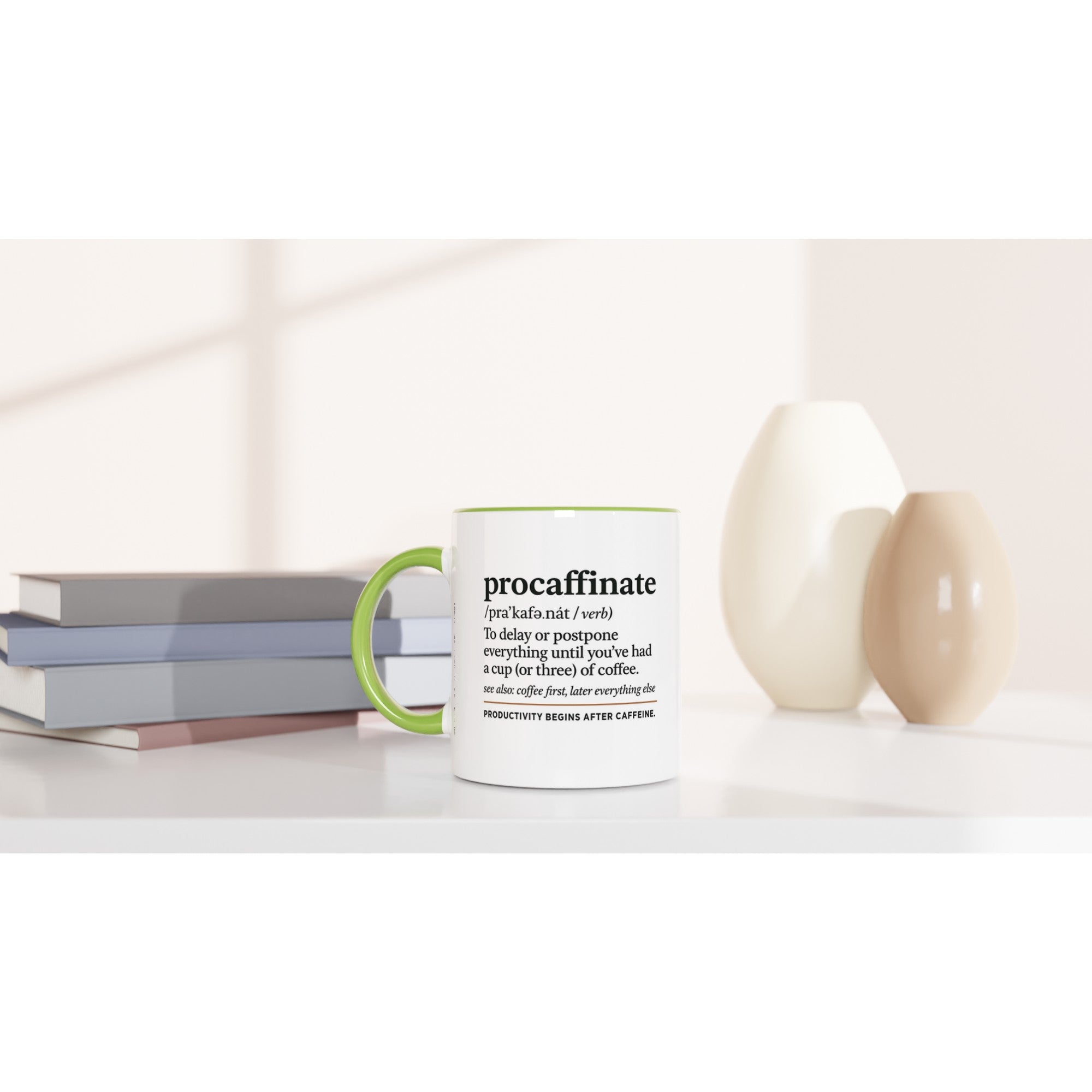 Procaffinate Mug - Funny Coffee Cup - Ceramic 11oz for Coffee Lovers - Gift for Caffeine Addicts