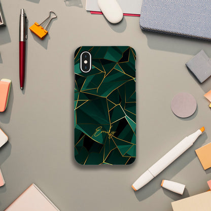Personalized Emerald Green Tough iPhone Case - Luxury Double-Layer Protection iPhone X