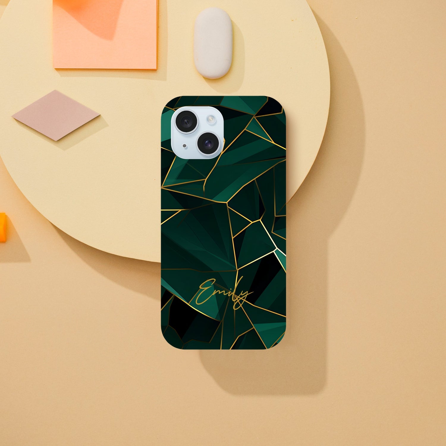 Personalized Emerald Green Tough iPhone Case - Luxury Double-Layer Protection iPhone 15