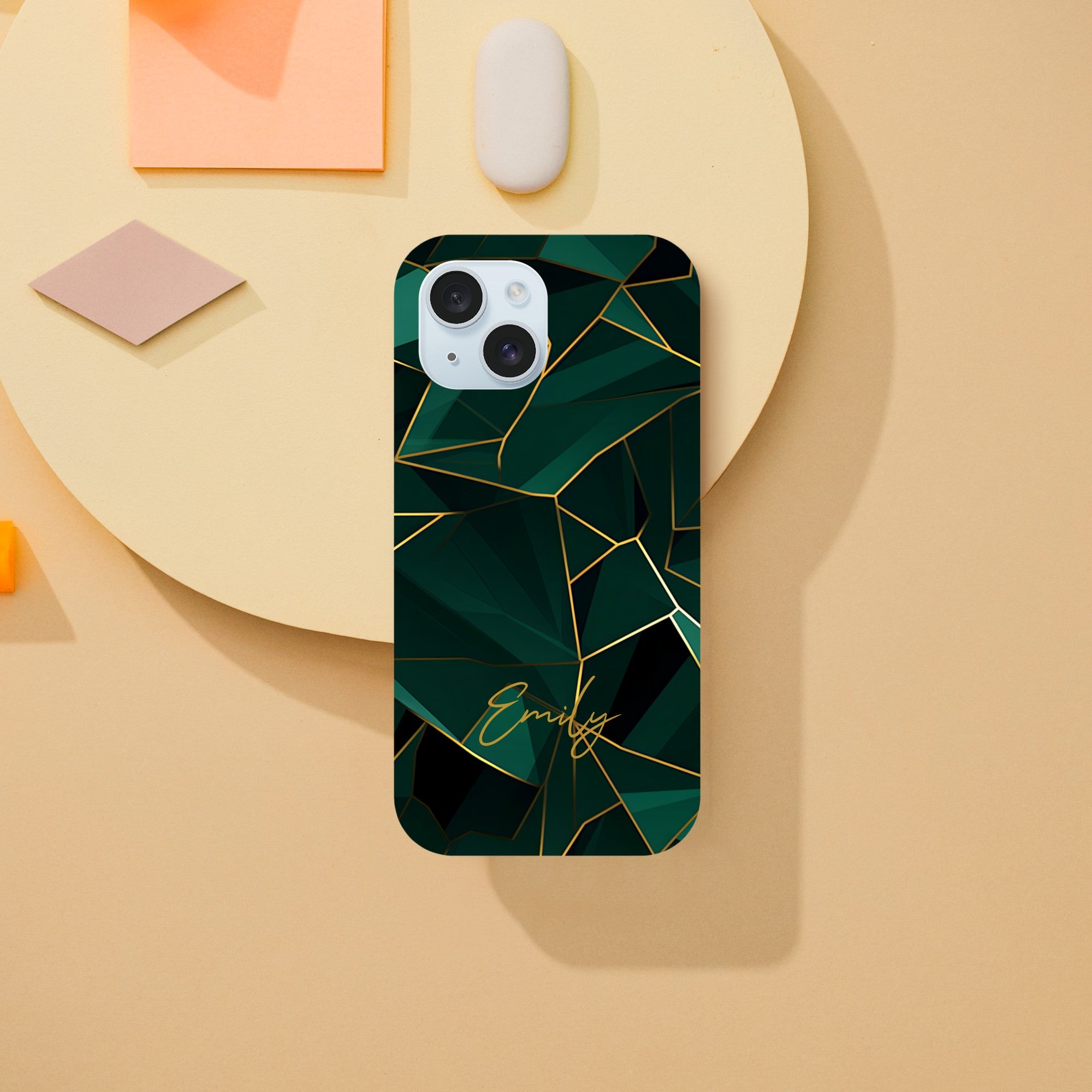 Personalized Emerald Green Tough iPhone Case - Luxury Double-Layer Protection iPhone 15