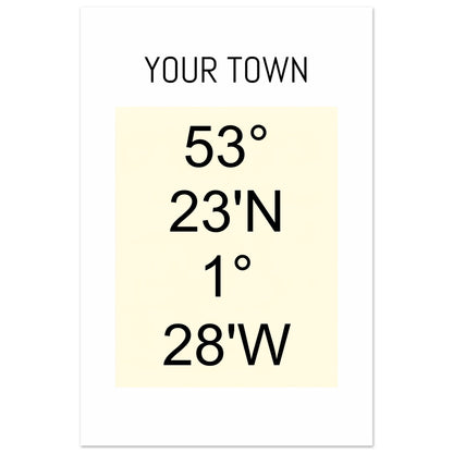 Personalized Map or Custom Location Coordinates Poster Print | Minimalist Unframed Wall Art Decor A3 A4 A5 60x90 cm 24x36″ Beige and Black