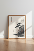 Japanese Landscape Wall Art | Sumi-e Ink Mountain Poster, Zen Home Decor