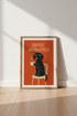 Coffee Dog Wall Art Print | Kitchen Coffee Decor | Retro Minimalist Poster