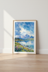 Mountain Lake Watercolor Art | Blue Landscape Print, Living Room Decor