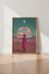 Surreal Woman Desert Portal Wall Art | Dreamy Magenta & Teal, Modern Boho Room Decor