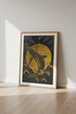 Celestial Whale Wall Art | Gold Sacred Geometry, Dark Ocean Poster Print