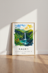 Kauai Hawaii Waterfall Print | Tropical Watercolor Art, Lush Green Nature Decor