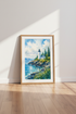 Lighthouse Watercolor Wall Art Print | Coastal Blue Nautical Decor | Ocean Vista Poster