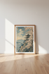 Japanese Pagoda & Mt Fuji Wall Art | Blue Sakura Landscape | Ukiyo-e Poster