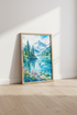 Mountain Lake Watercolor Print | Blue Nature Landscape Decor | Alpine Vista Poster