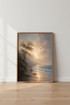 Coastal Sunset Beach Wall Art | Golden Landscape Poster, Living Room Decor