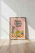 Pasta Lovers Club Wall Art | Retro Pink & Green Kitchen Decor | Foodie Poster
