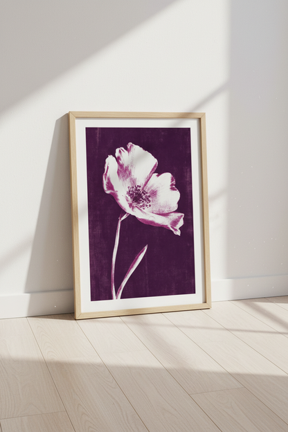Plum Floral Wall Art | Dark Purple Botanical Print, Moody Bedroom Decor