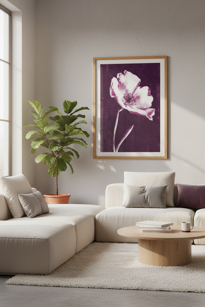 Plum Floral Wall Art | Dark Purple Botanical Print, Moody Bedroom Decor