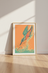 Kingfisher Diving Wall Art | Teal & Orange Nature Poster, Living Room Decor Art