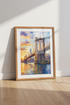 Brooklyn Bridge | Sunset Watercolor NYC Skyline, Living Room Office Decor