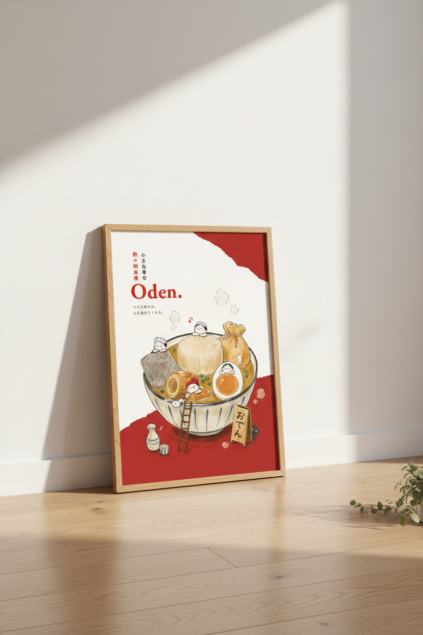 Japanese Oden Food Art | Cute Kawaii Kitchen Decor, Aesthetic Poster Print