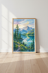 Mountain Lake Watercolor Wall Art | Alpine Landscape Print | Blue Nature Decor