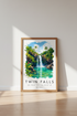Twin Falls Maui Hawaii Wall Art | Tropical Waterfall Poster, Coastal Living Room Decor
