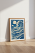 Japanese Wave Wall Art | Indigo Blue Ukiyo-e Poster, Zen Home Decor Art