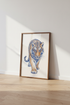 Tiger Scribble Wall Art Print | Navy & Orange Wildlife Sketch | Modern Room Decor