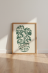 Monstera Crossword Wall Art Print | Sage Green Botanical Decor | Minimalist Poster
