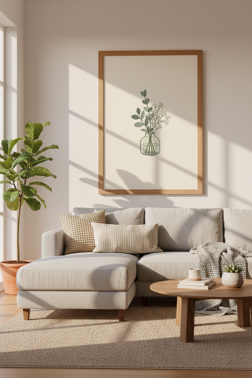 Minimalist Eucalyptus Floral Art | Sage Green Botanical, Bedroom Decor