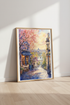 Paris Cafe Watercolor Print | Cherry Blossom Street Scene, Romantic Home Decor