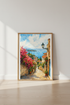 Coastal Italy Watercolor Print | Mediterranean Wall Art | Blue Sea Decor